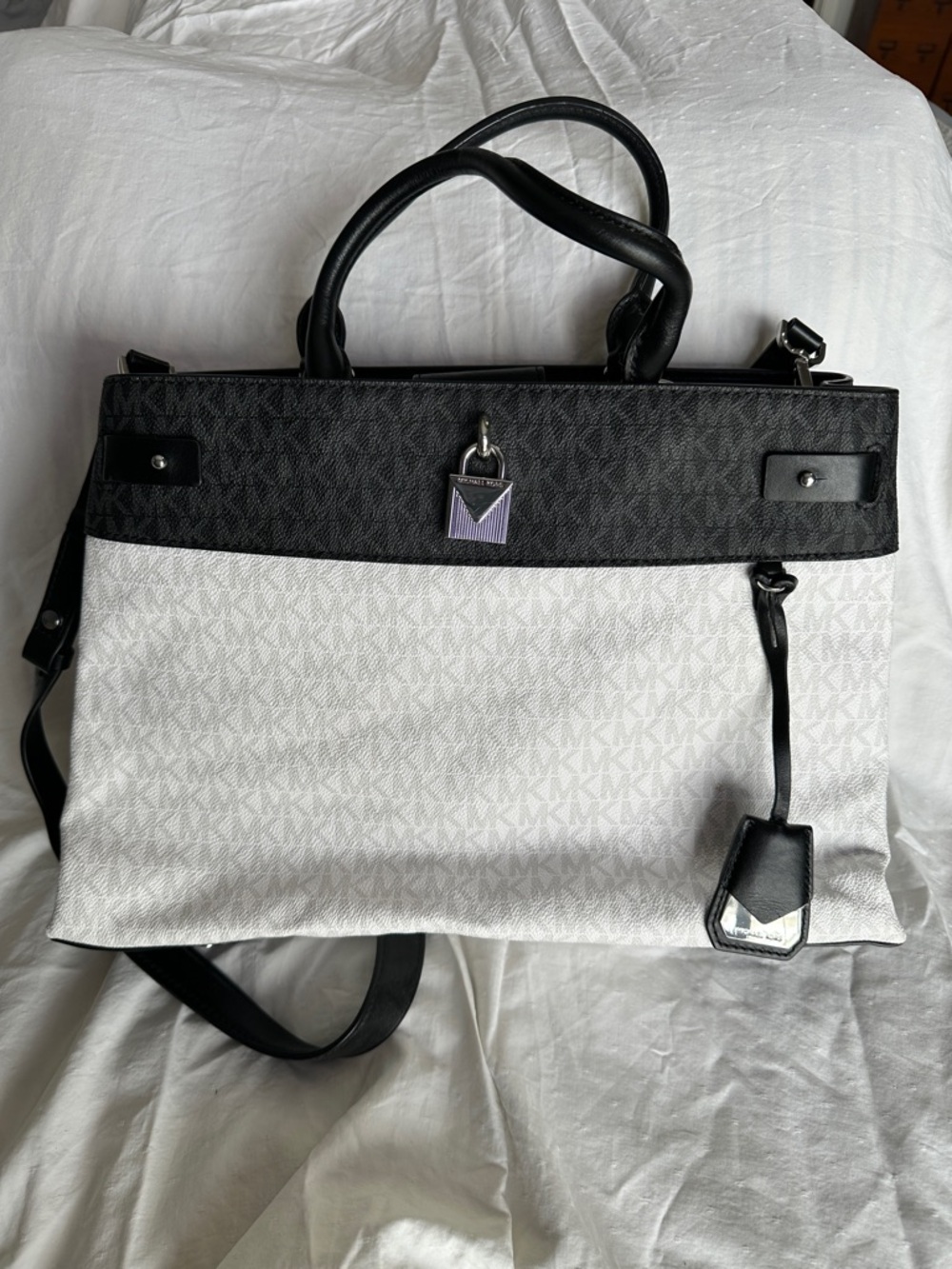 Michael Kors Black and White Signature Satchel